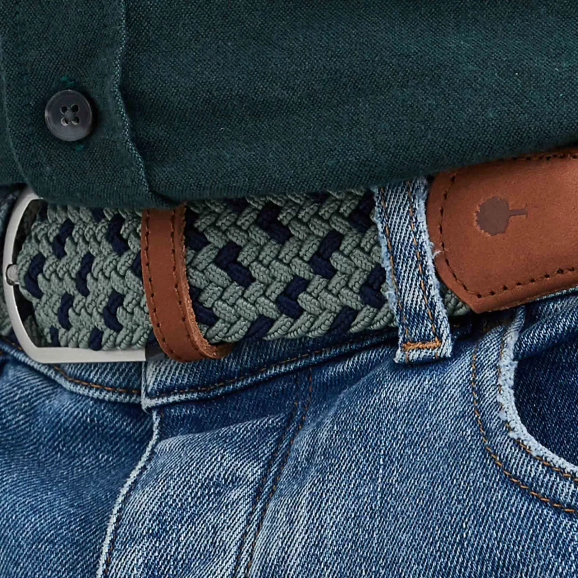 FAGUO Ceintures*Ceinture En Polyester Recycle Et Elasthanne Vert & Bleu - Modele Belt
