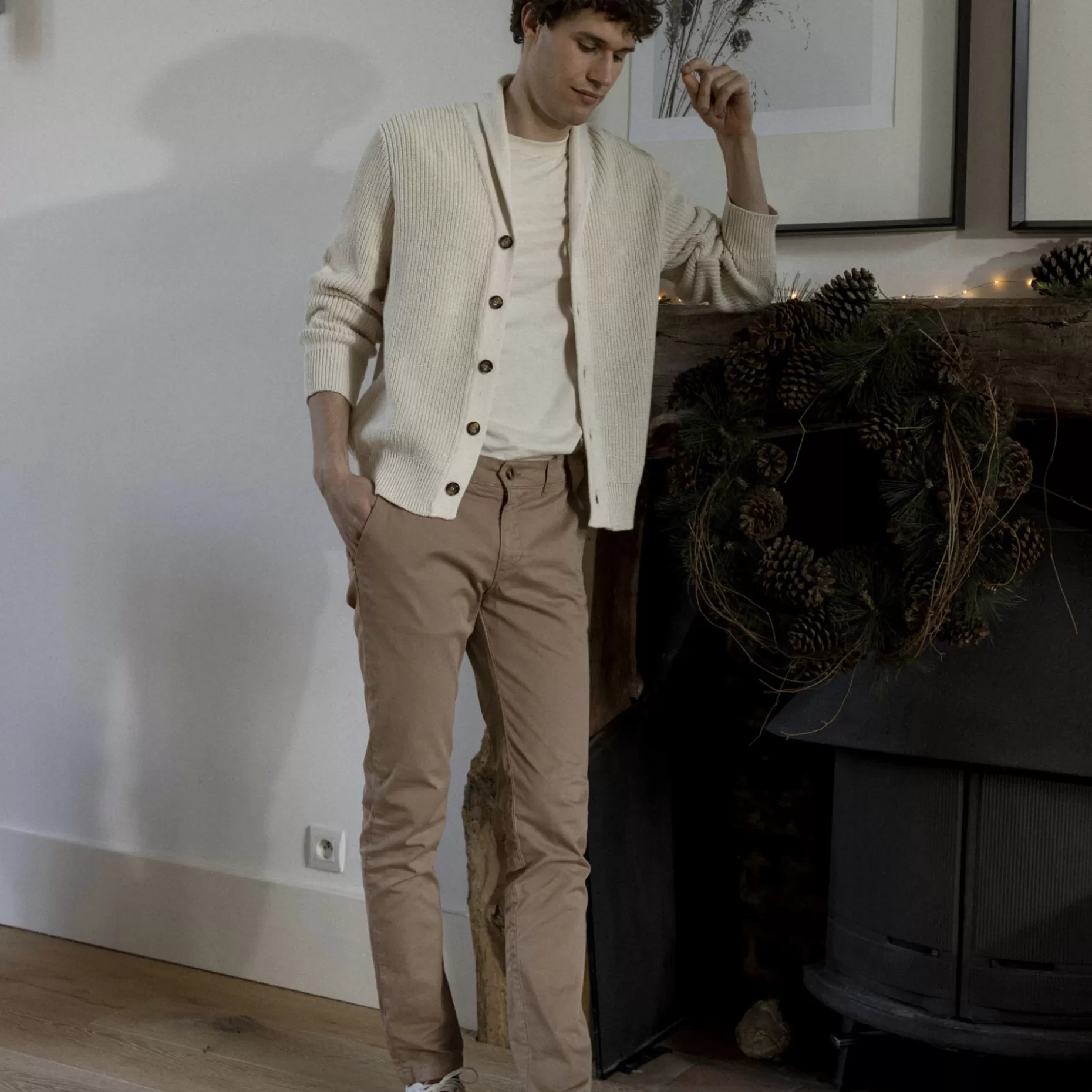 FAGUO Pantalons & Chinos*Chino Beige Clair Coupe Ajustee