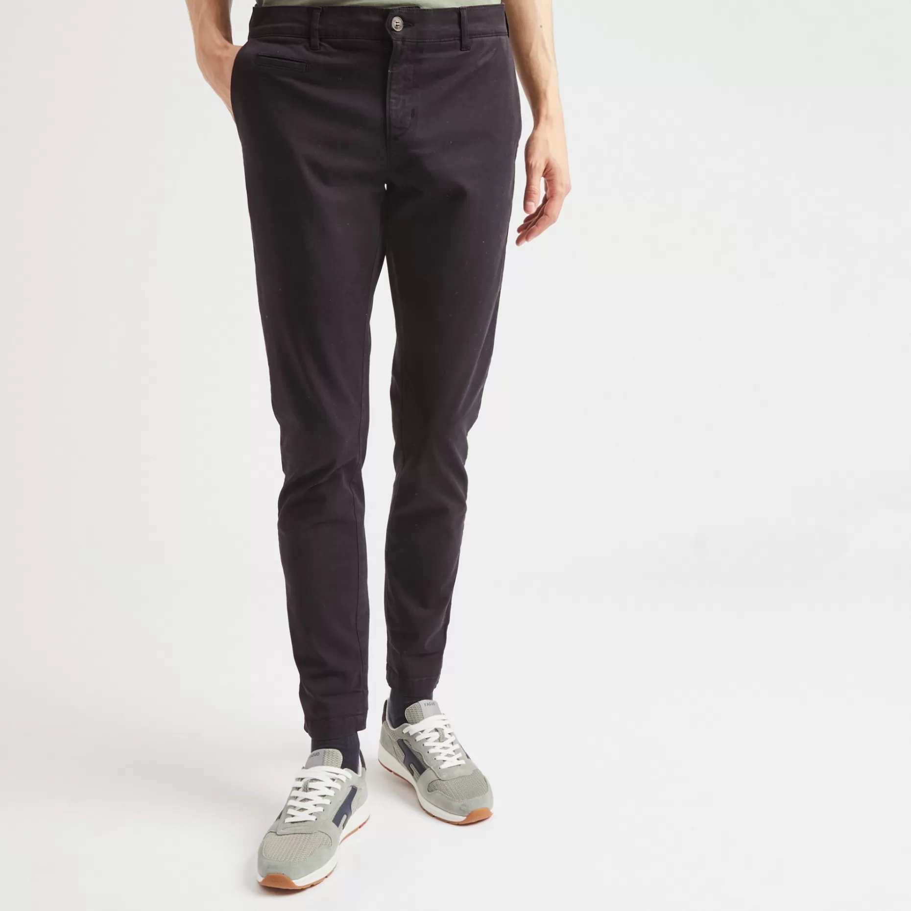 FAGUO Vêtements*Chino Bleu Fonce Coupe Ajustee