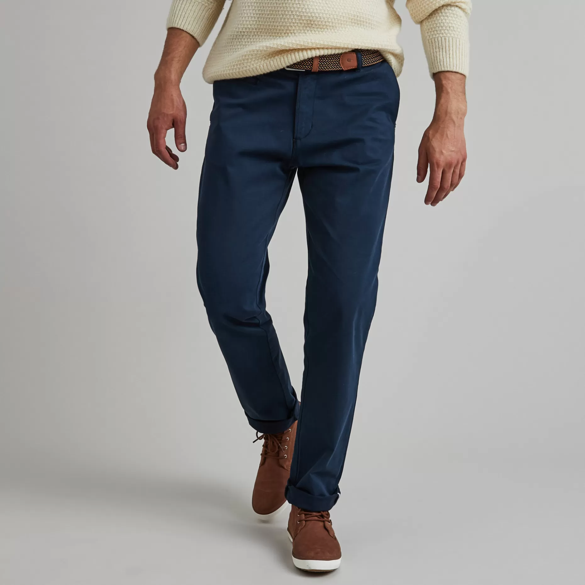 FAGUO Pantalons & Chinos*Chino Bleu Marine Coupe Ajustee