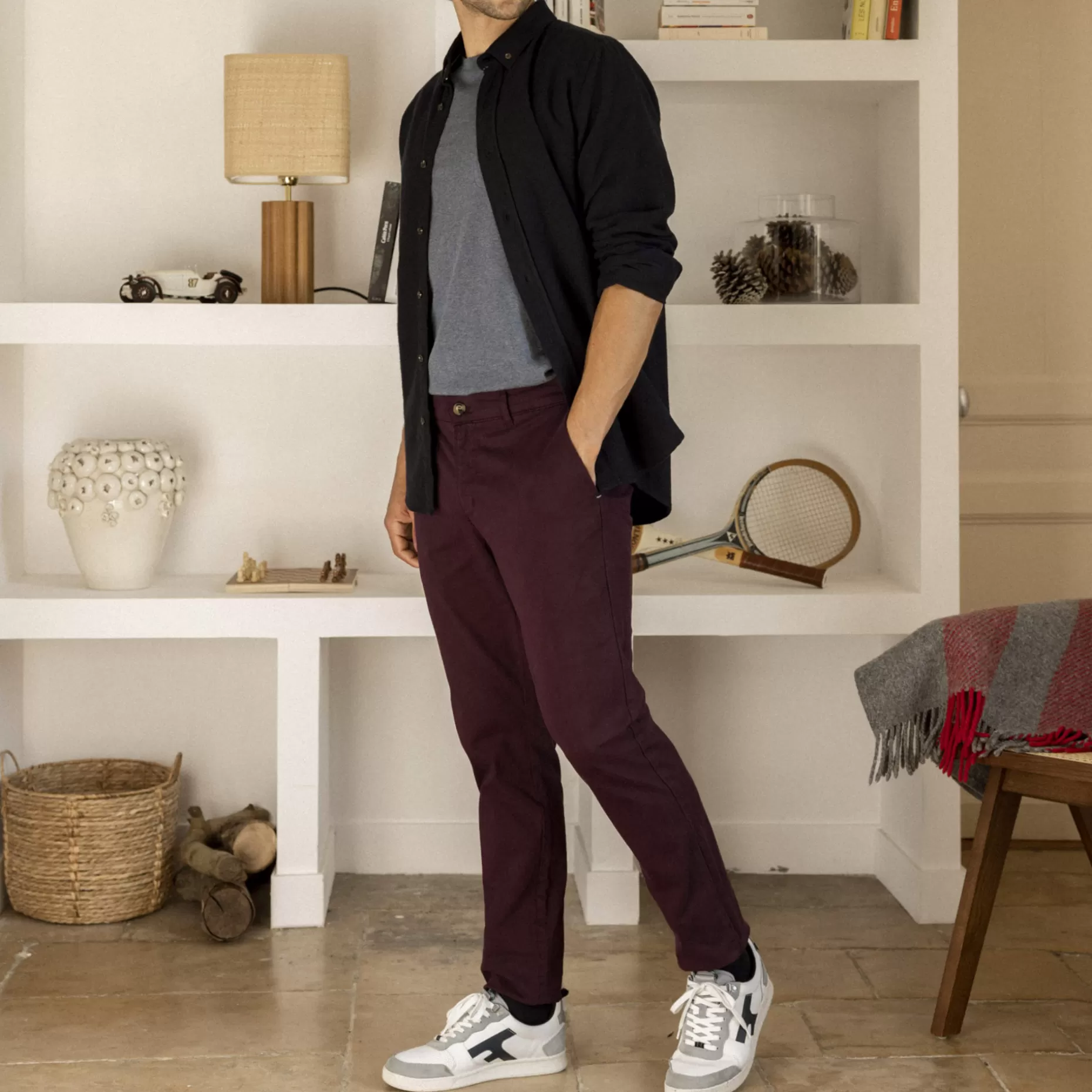 FAGUO Pantalons & Chinos*Chino Bordeaux Fonce Coupe Ajustee