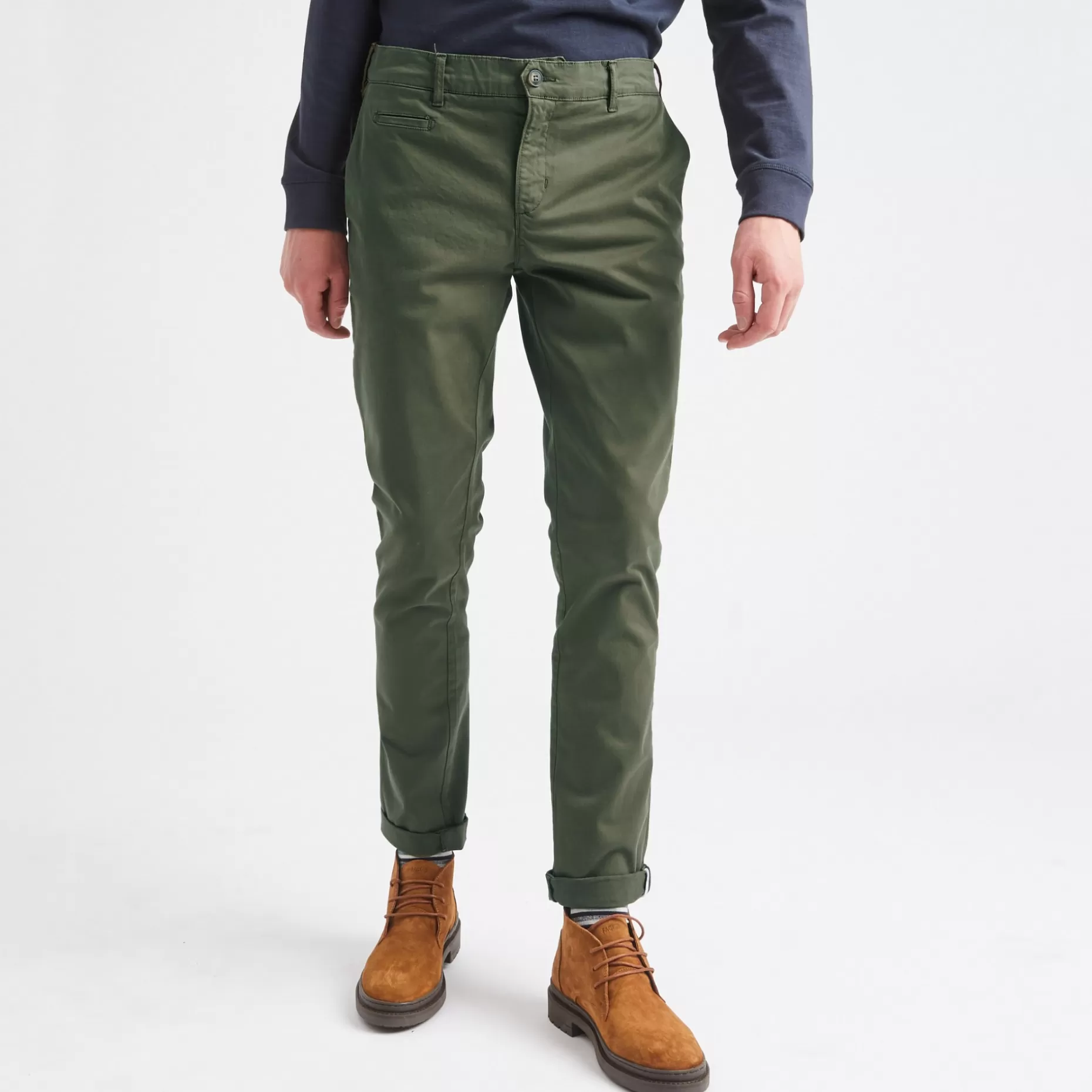 FAGUO Pantalons & Chinos*Chino Kaki Coupe Ajustee