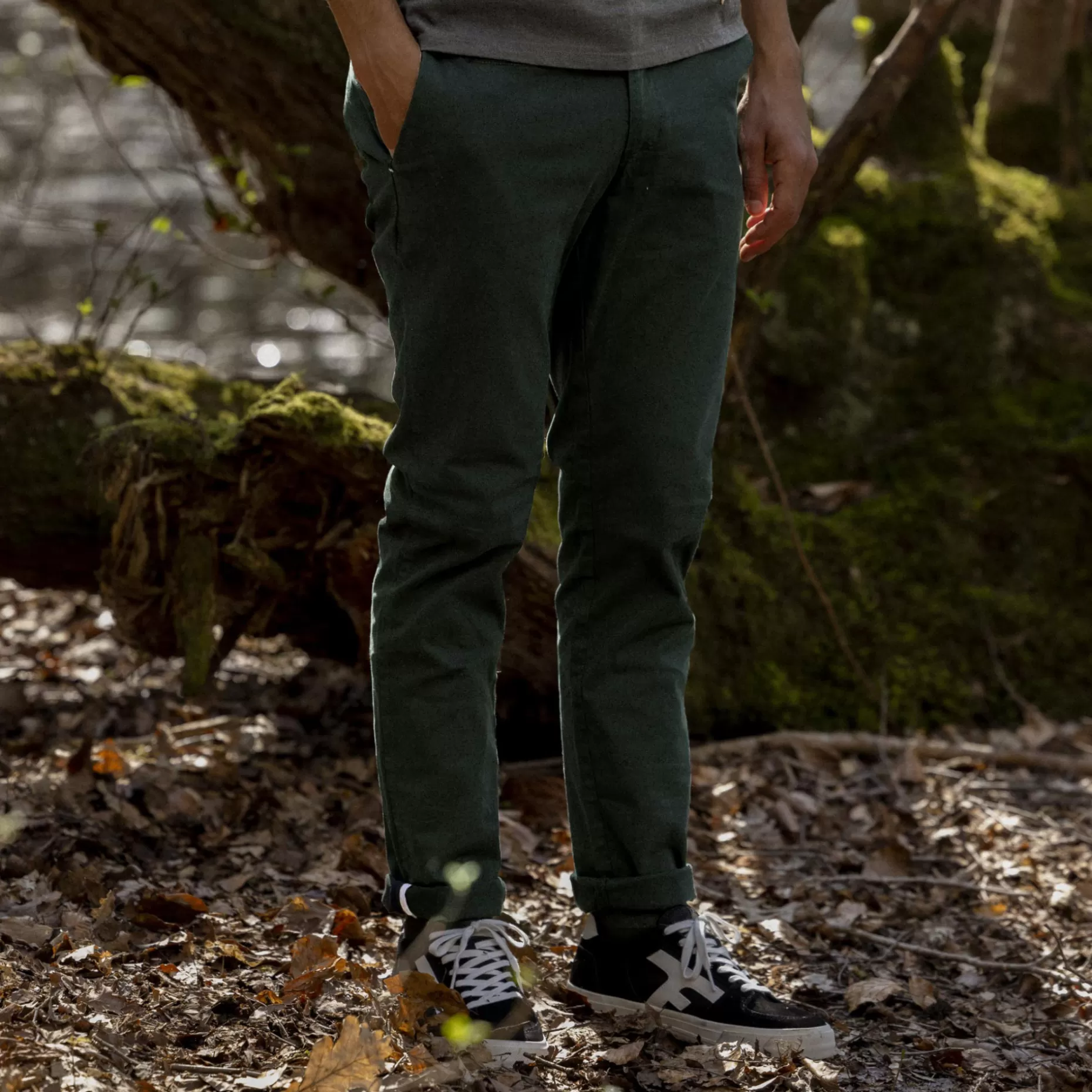 FAGUO Pantalons & Chinos*Chino Vert Fonce Coupe Ajustee