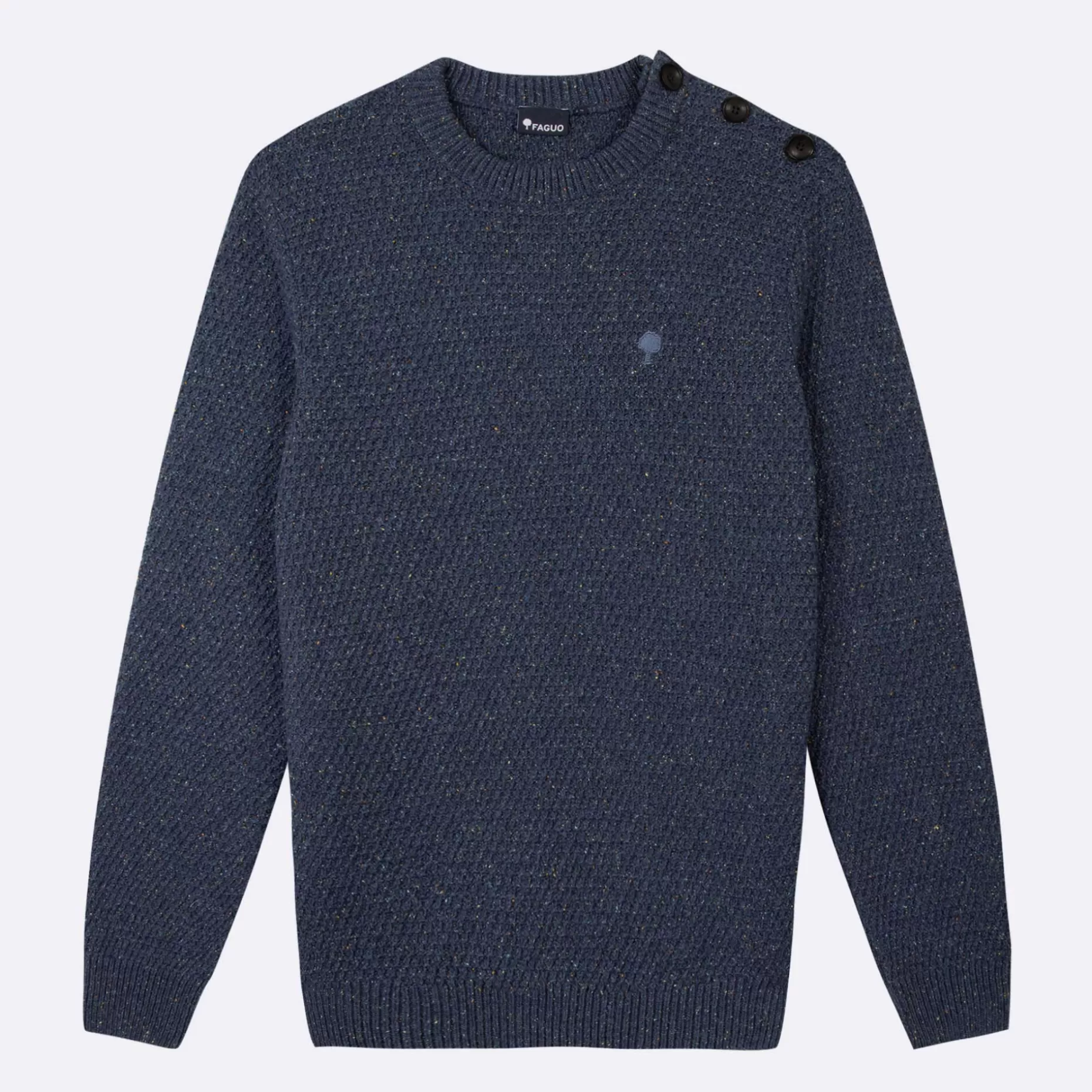 FAGUO Pulls*Pull Col Boutonne Bleu Chine