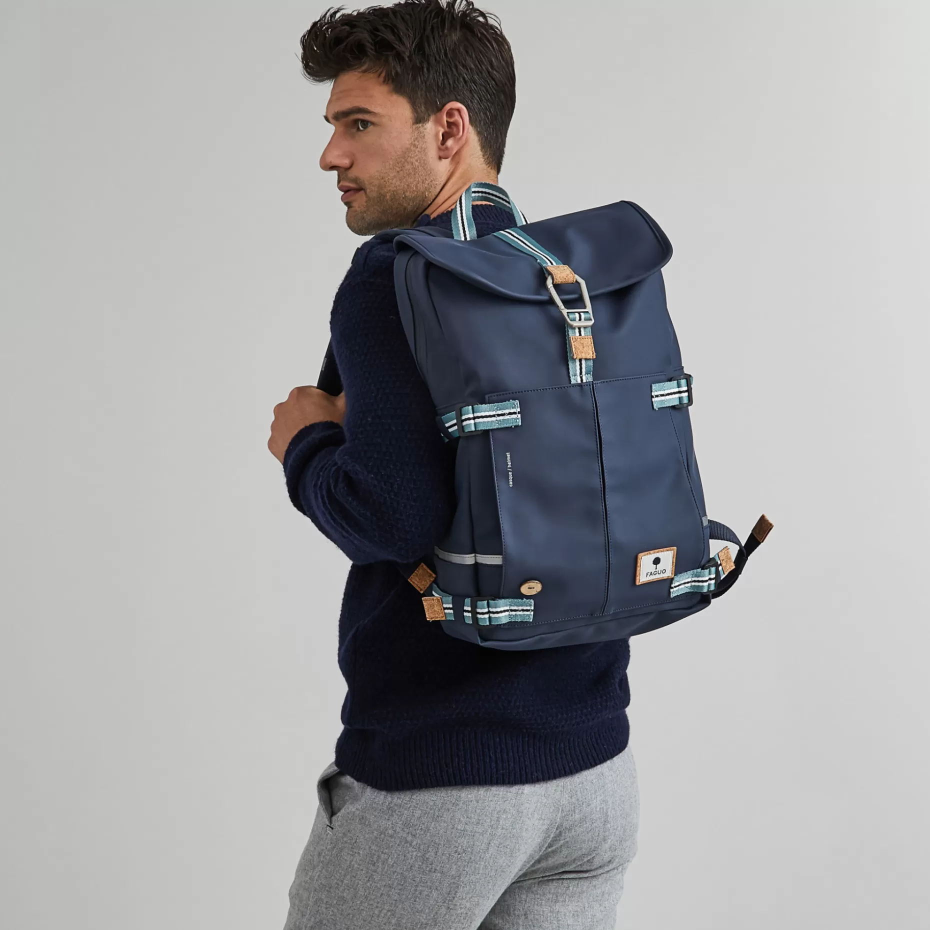 FAGUO Sacs Déperlants*Sac A Dos En Polyester Recycle Bleu Marine - Modele Commuter
