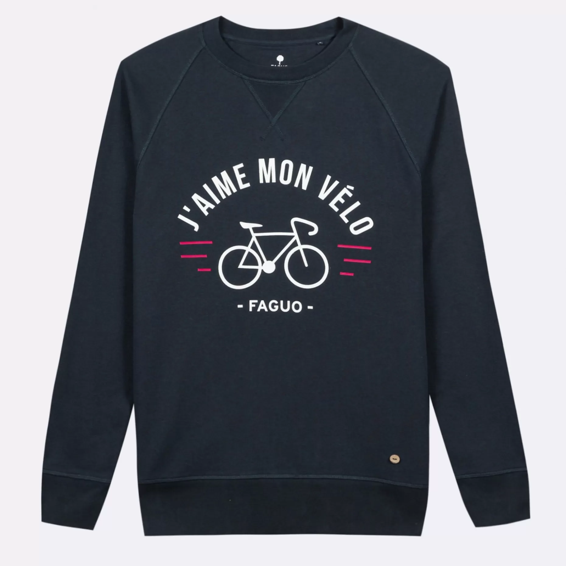 FAGUO Sweatshirts*Sweat Col Rond Bleu Marine J'Aime Mon Velo