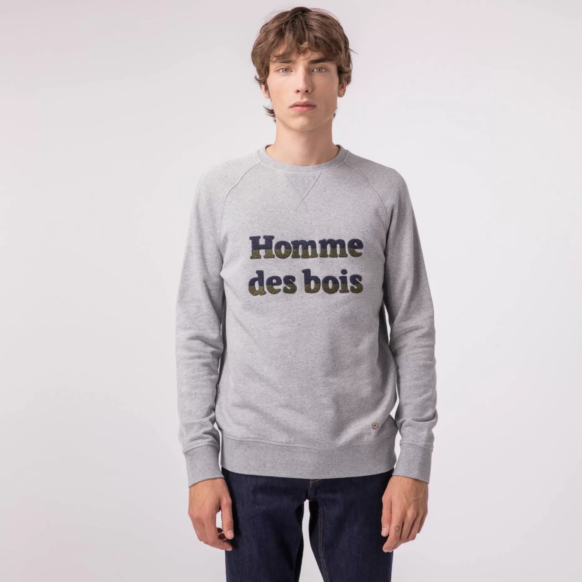 FAGUO Sweatshirts*Sweat Col Rond Gris Chine Homme Des Bois