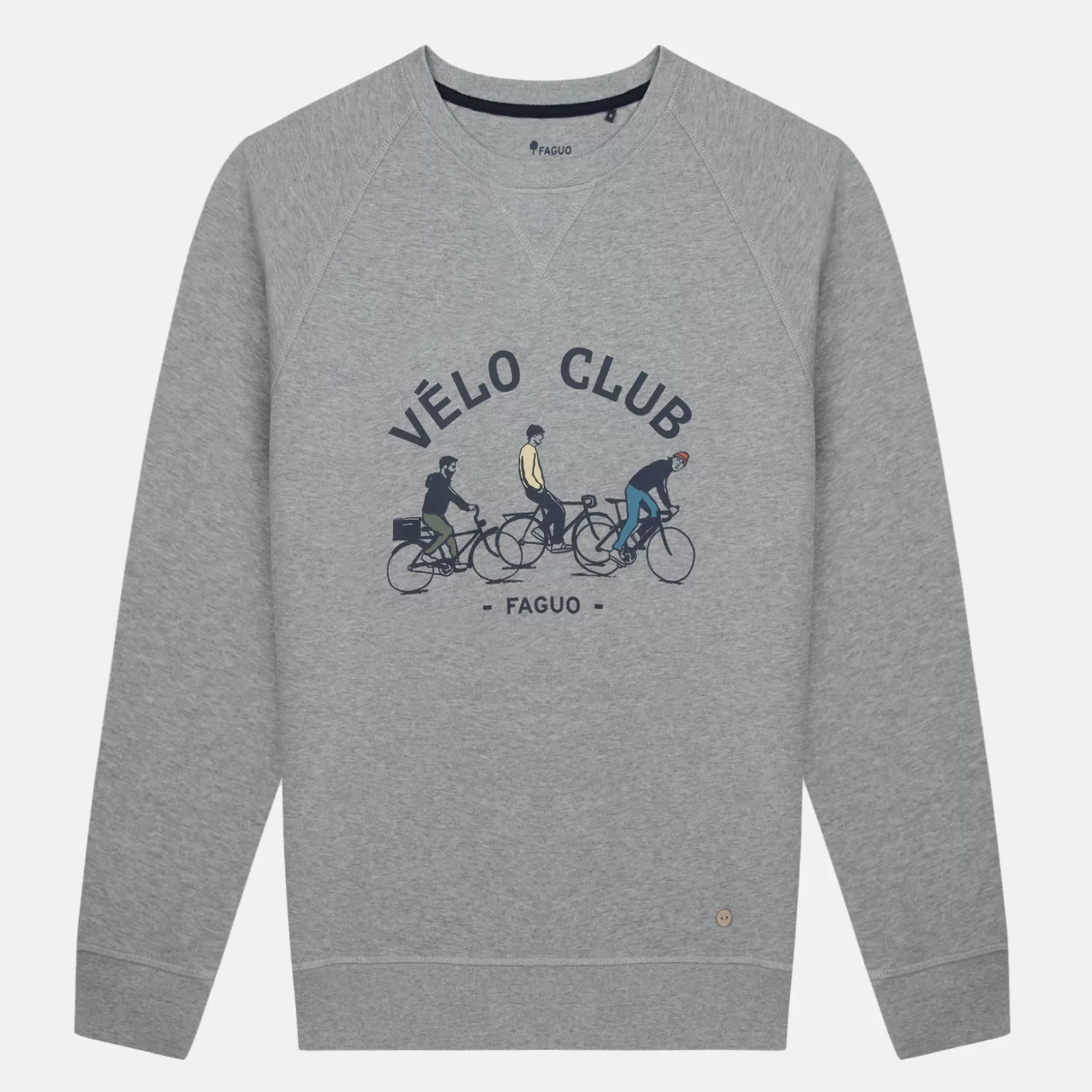 FAGUO Sweatshirts*Sweat Col Rond Gris Chine Velo Club