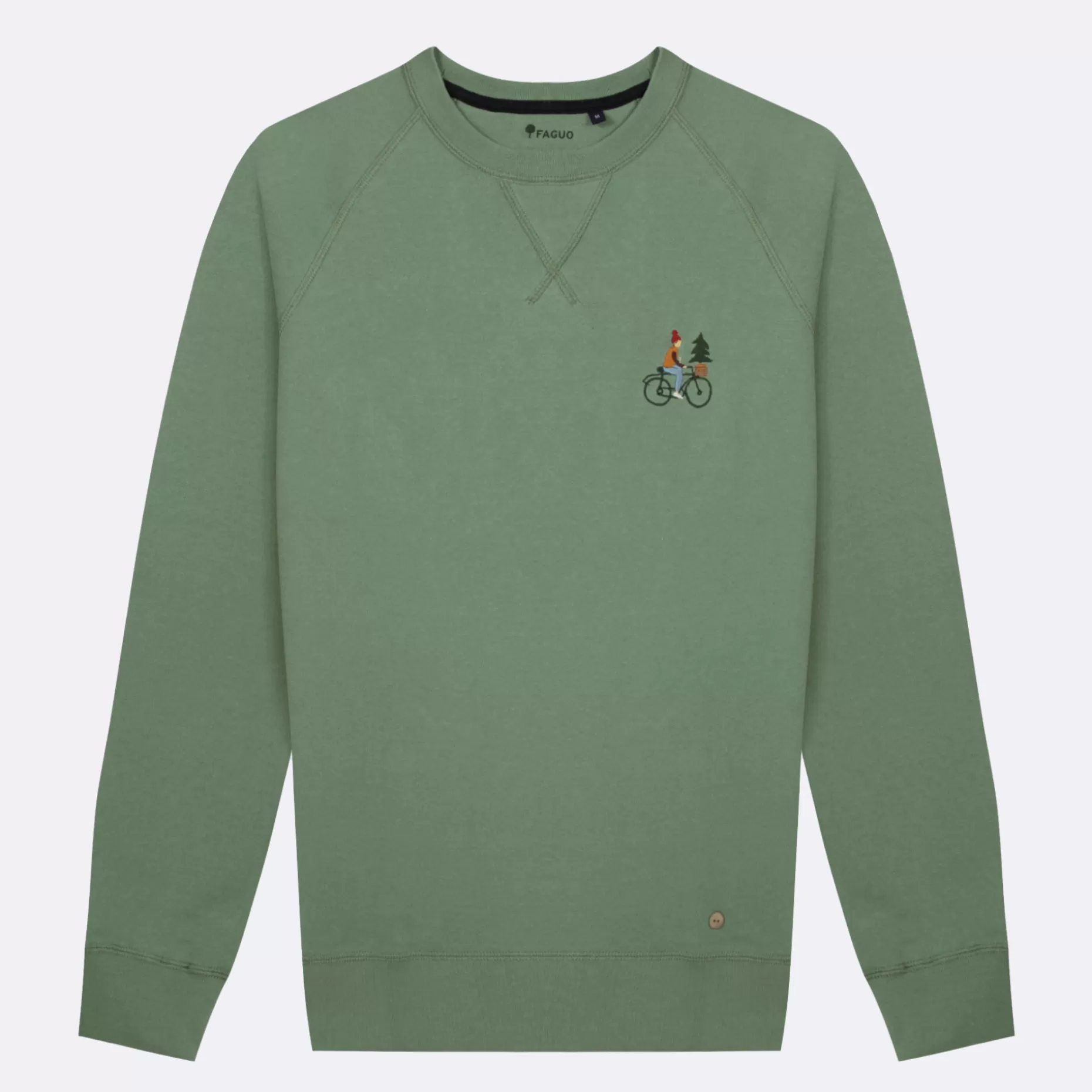 FAGUO Sweatshirts*Sweat Col Rond Vert Broderie Velo