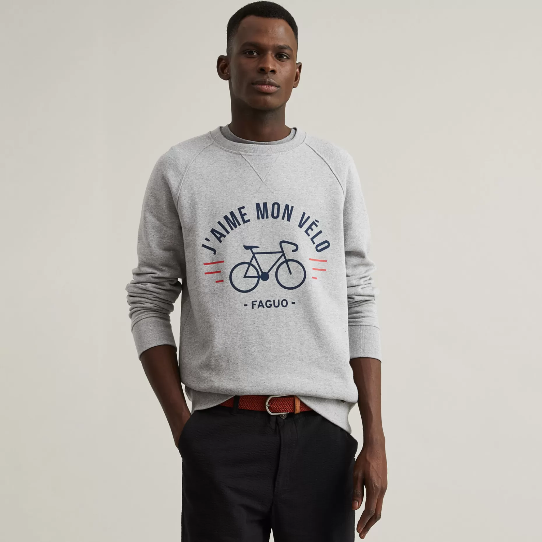 FAGUO Sweatshirts*Sweatshirt Gris "J'Aime Mon Velo"