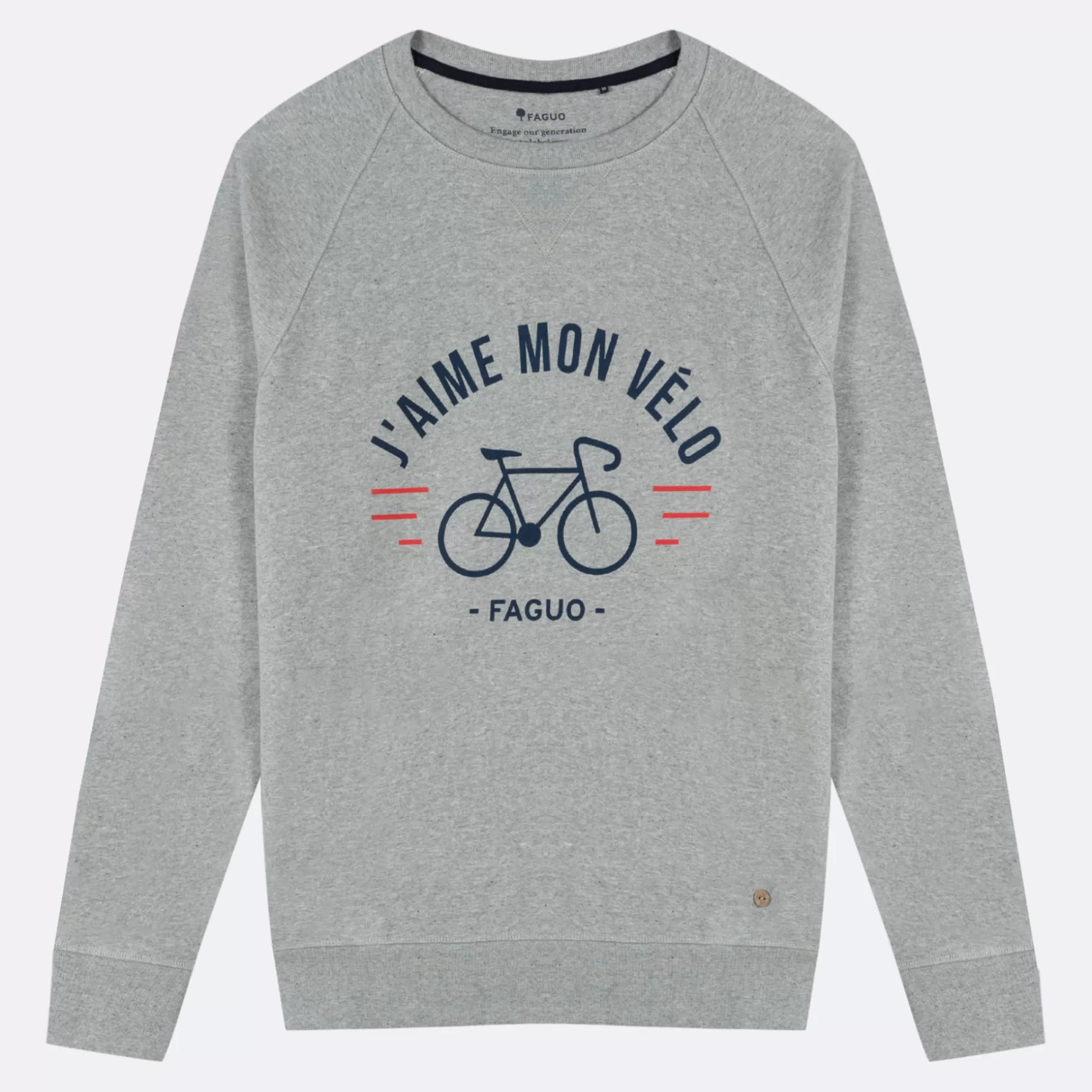 FAGUO Sweatshirts*Sweatshirt Gris "J'Aime Mon Velo"