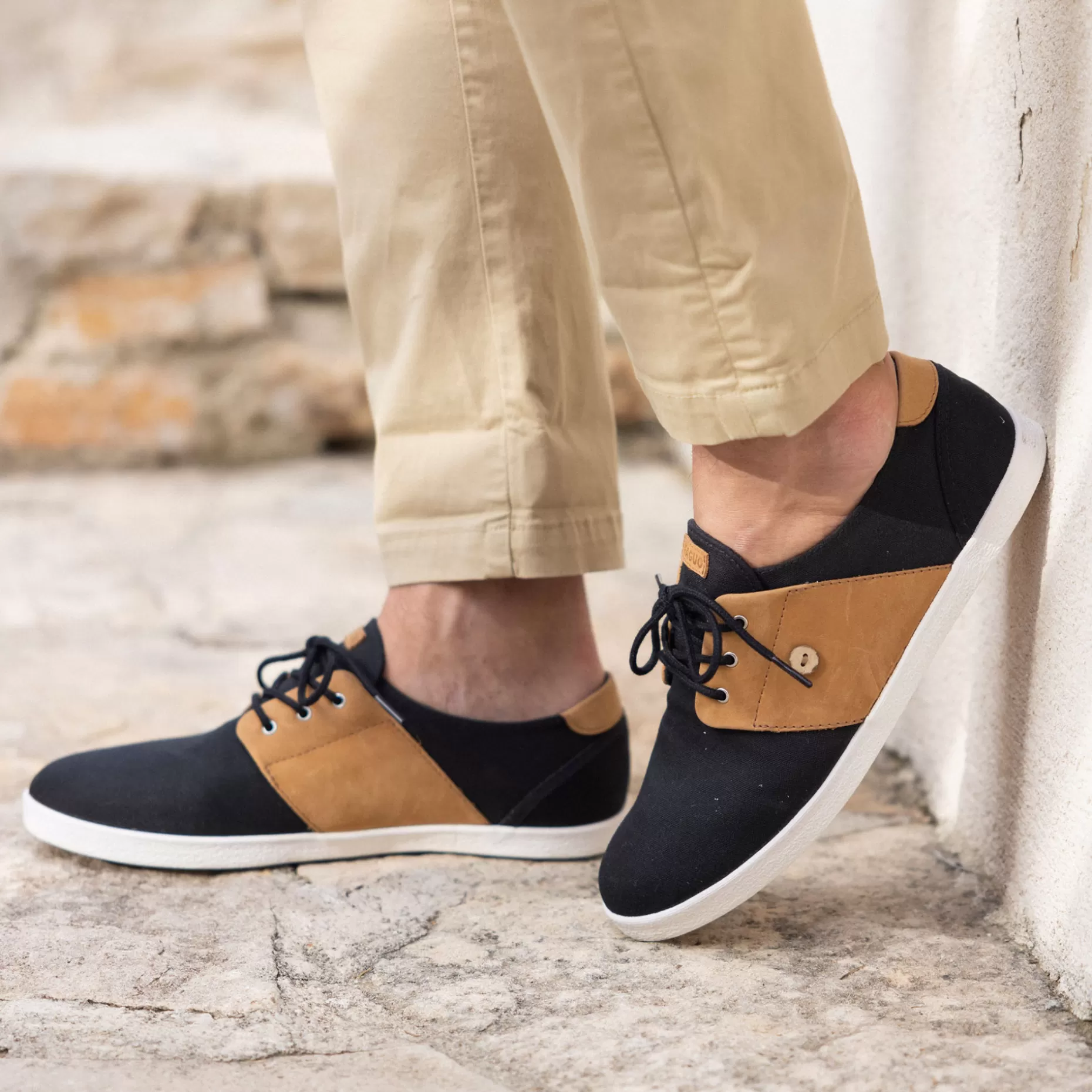 Homme FAGUO Baskets - Homme*Tennis Noire & Camel