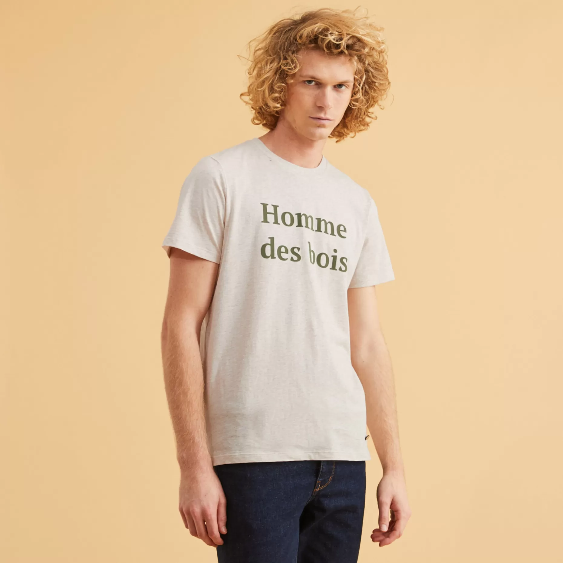 FAGUO T-Shirts*T-Shirt Beige "Homme Des Bois"