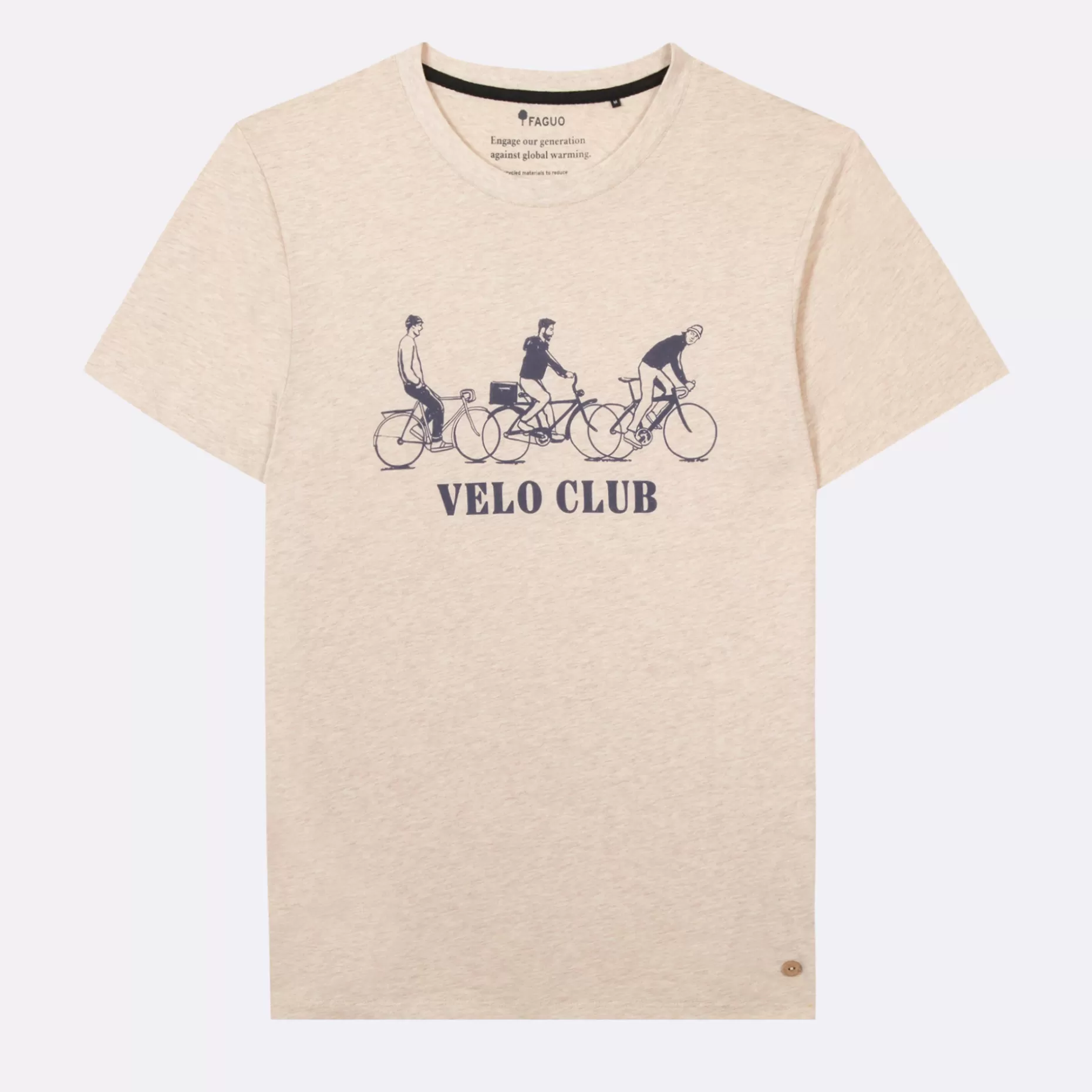 FAGUO T-Shirts*T-Shirt Col Rond Beige Chine Velo Club