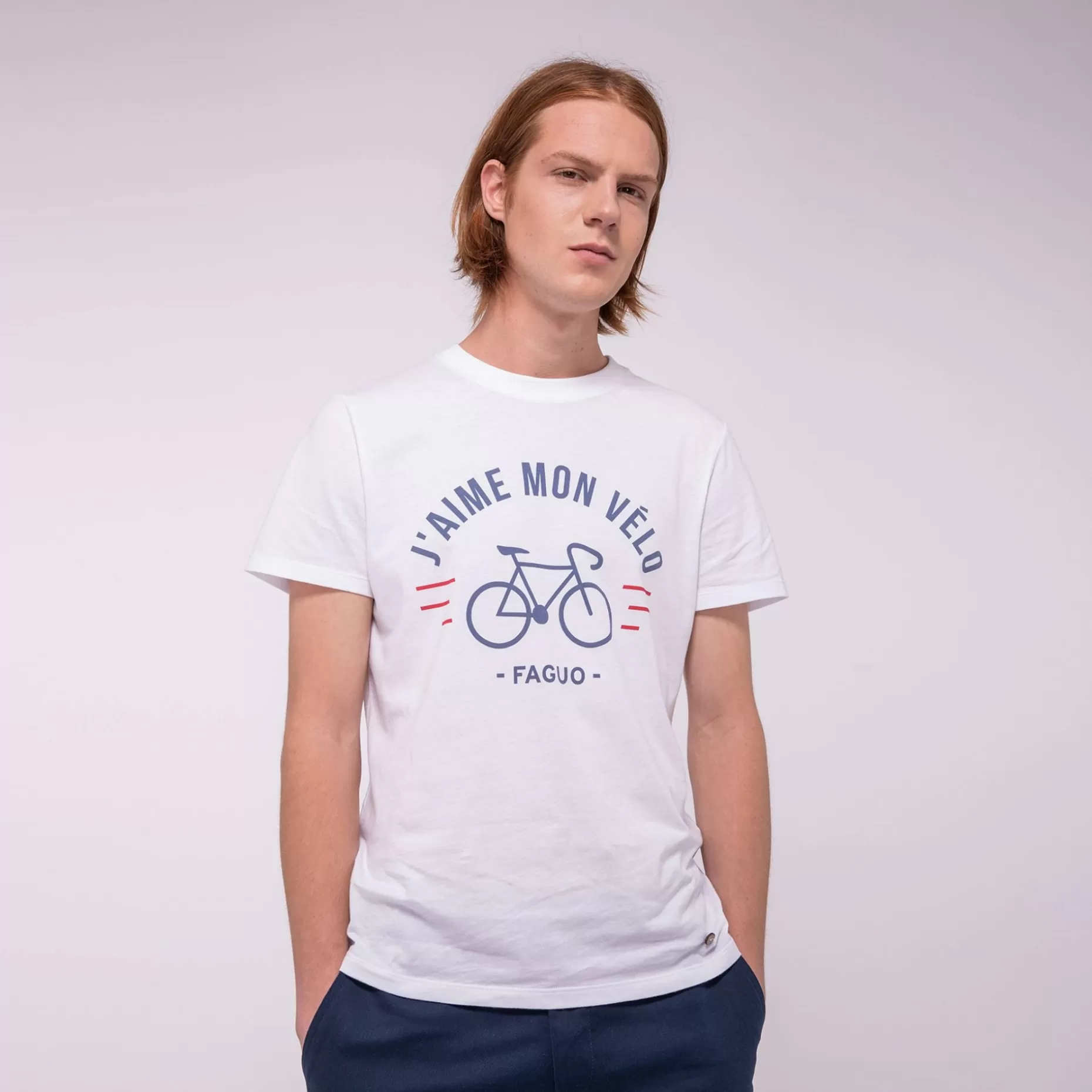 FAGUO T-Shirts*T-Shirt Col Rond Blanc J'Aime Mon Velo