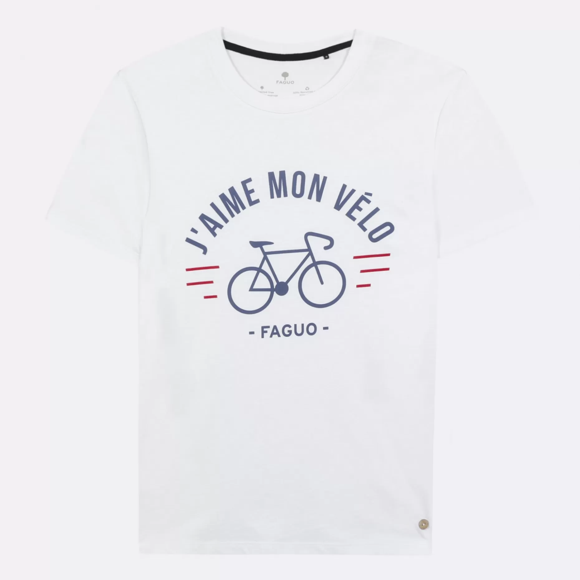 FAGUO T-Shirts*T-Shirt Col Rond Blanc J'Aime Mon Velo