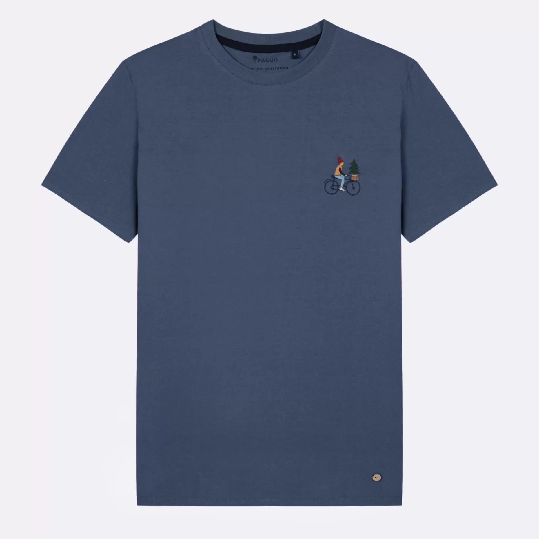 FAGUO Vêtements*T-Shirt Col Rond Bleu Broderie Velo