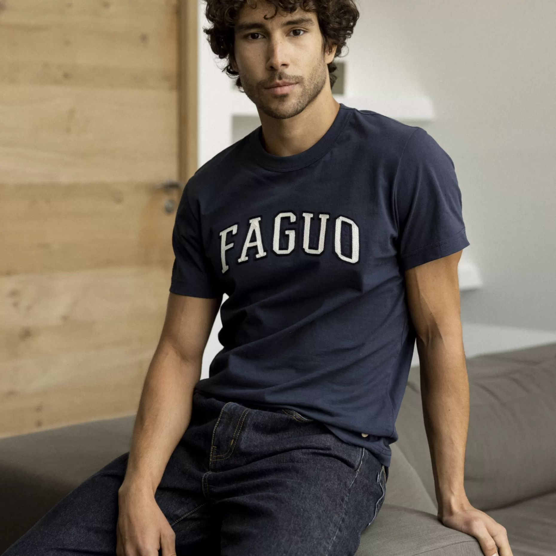 FAGUO T-Shirts*T-Shirt Col Rond Bleu Marine