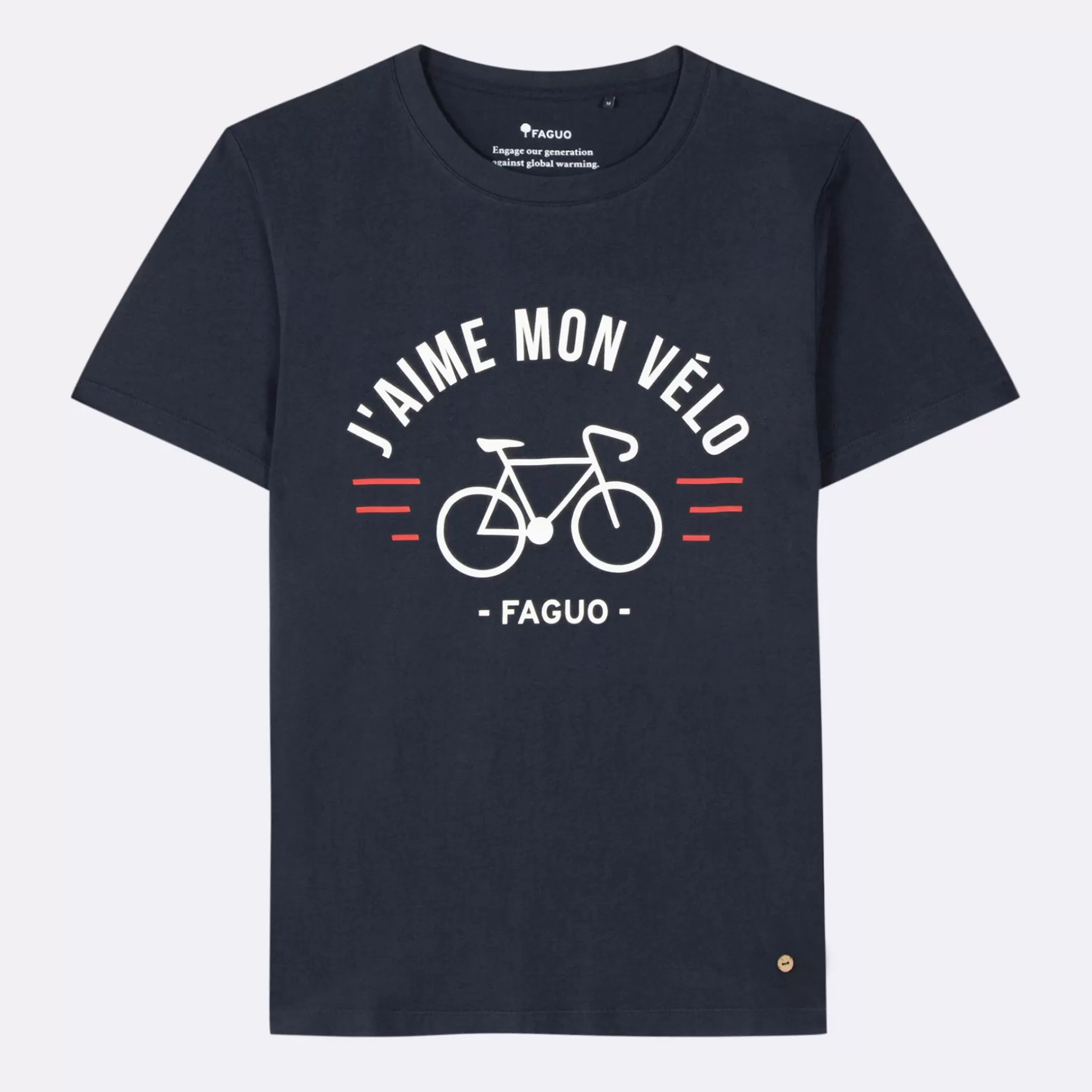 FAGUO T-Shirts*T-Shirt Col Rond Bleu Marine J'Aime Mon Velo