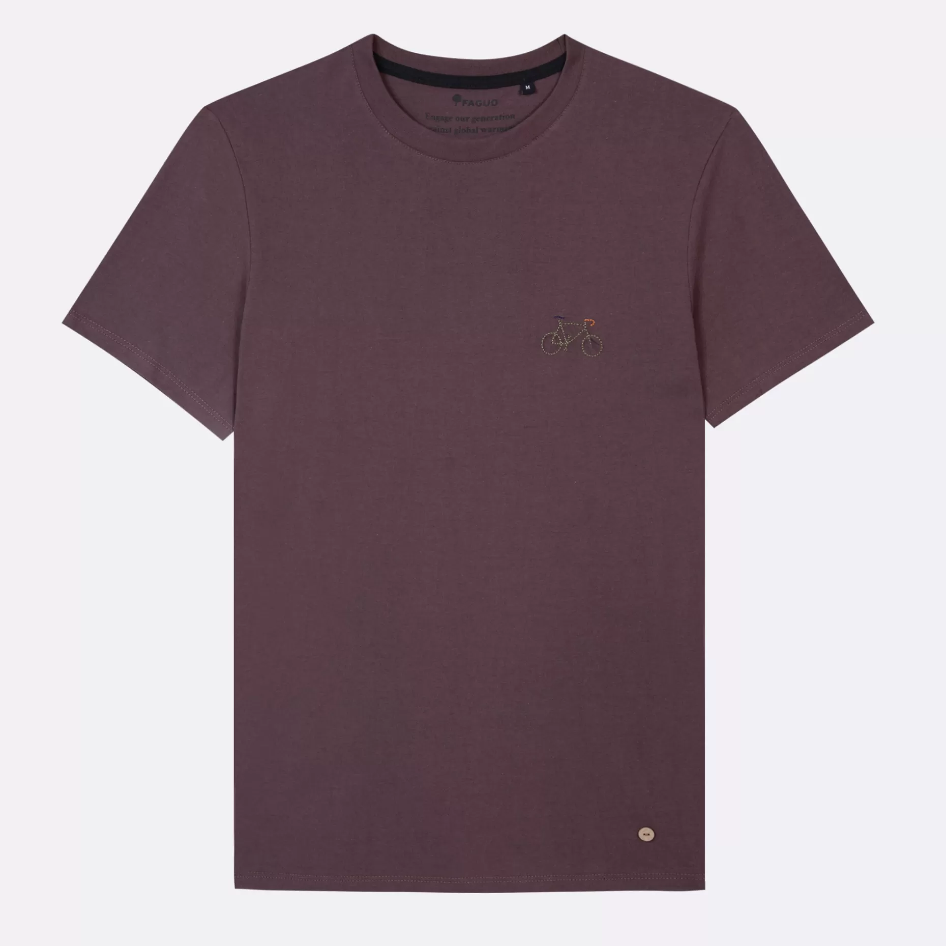 FAGUO T-Shirts*T-Shirt Col Rond Bordeaux Fonce Broderie Velo