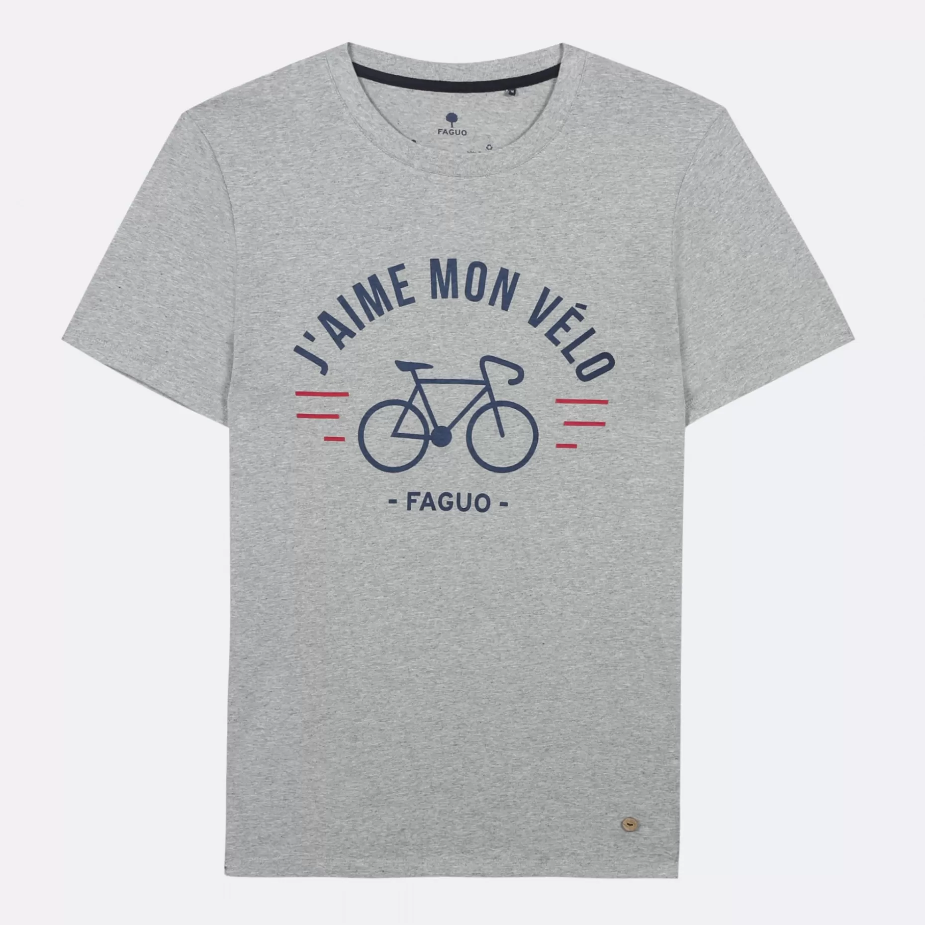 FAGUO T-Shirts*T-Shirt Col Rond Gris Chine J'Aime Mon Velo