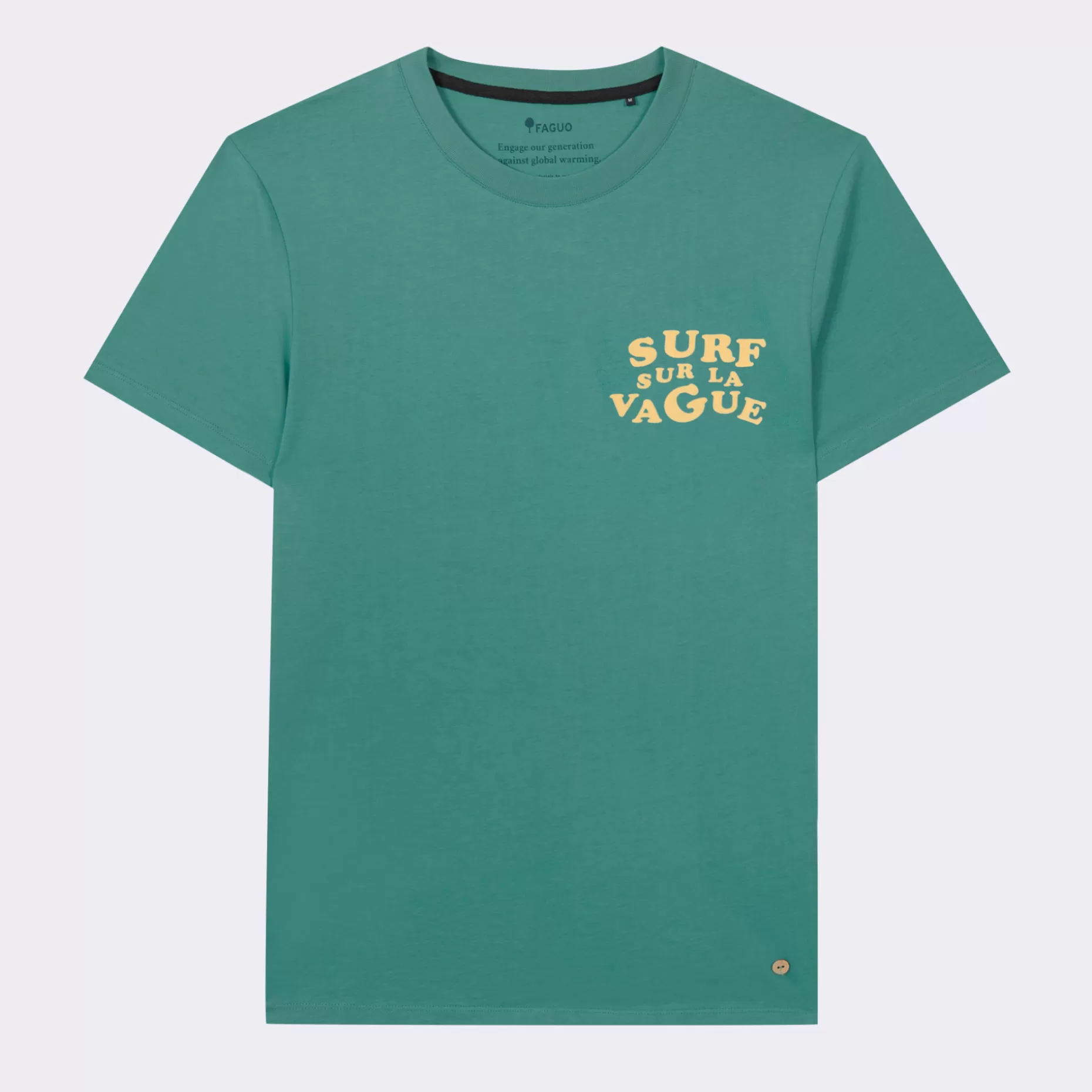 FAGUO T-Shirts*T-Shirt Col Rond Turquoise Surf Sur La Vague