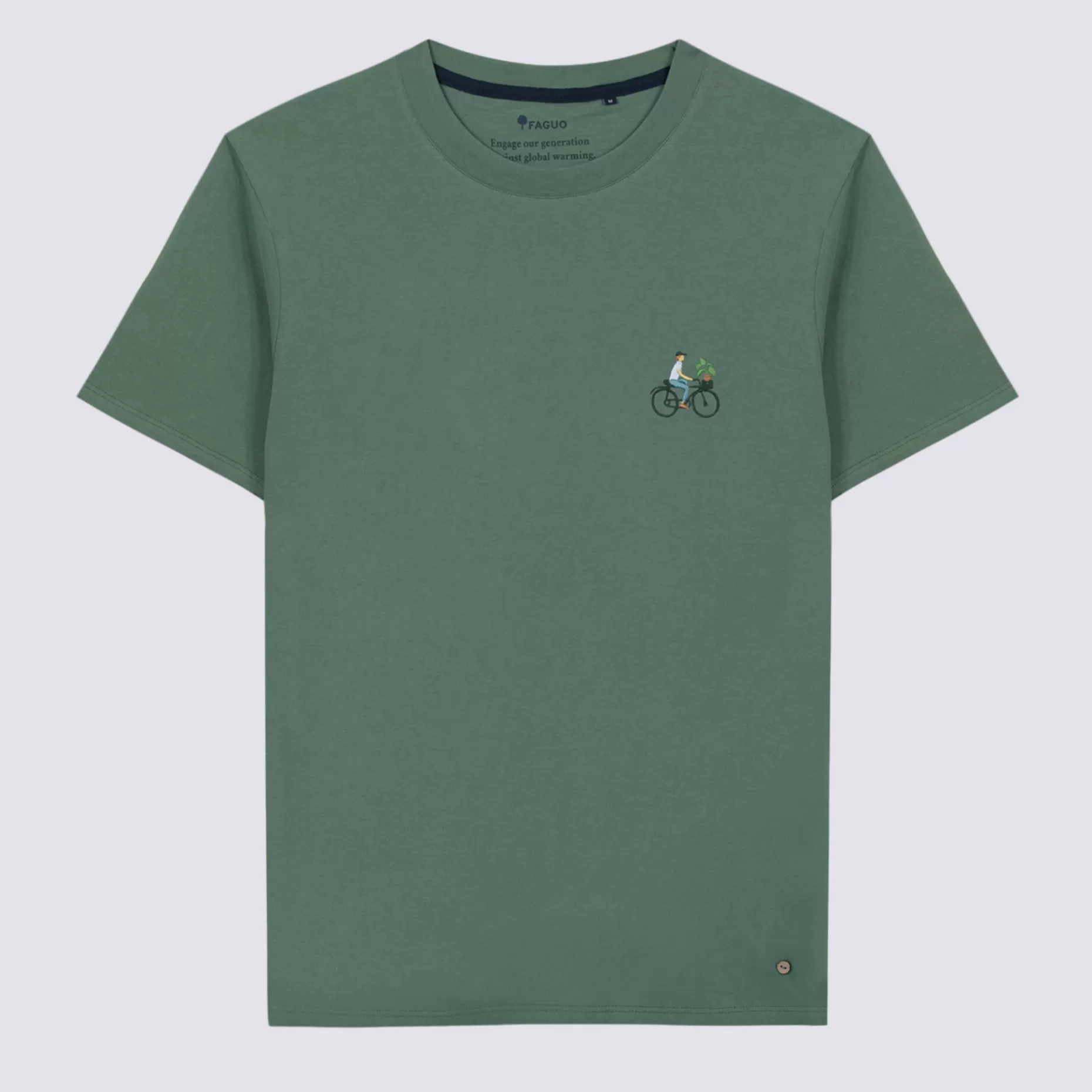 FAGUO T-Shirts*T-Shirt Col Rond Vert Broderie Velo