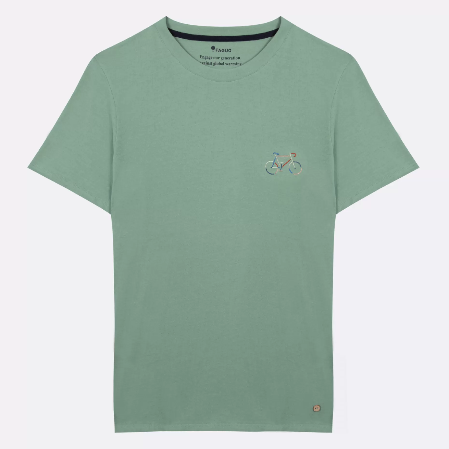 FAGUO T-Shirts*T-Shirt Col Rond Vert Clair Velo Multicolore